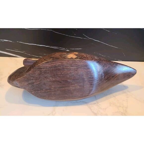 Ironwood Duck Figurine Carved Handcrafted 9.5"x3.25" Dark Grain Mallard EUC - Picture 7 of 11